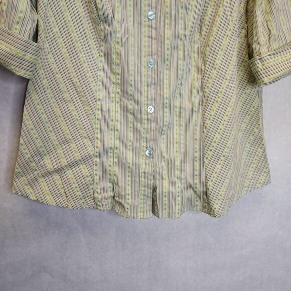 2 Button Up Shirt Women 14/16 Lane Bryant Stripe 3/4 Sleeve Venezia Purple Strec - Picture 5 of 16